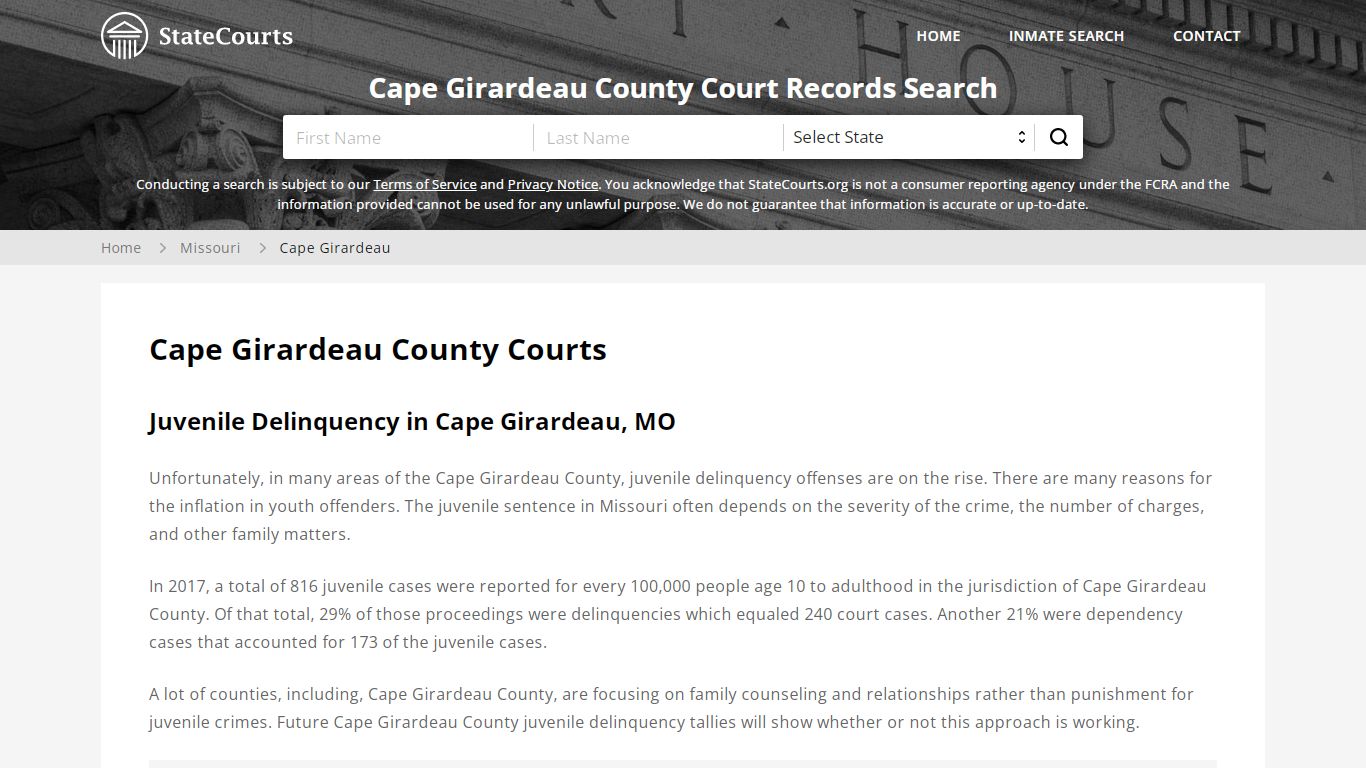 Cape Girardeau County, MO Courts - Records & Cases - StateCourts